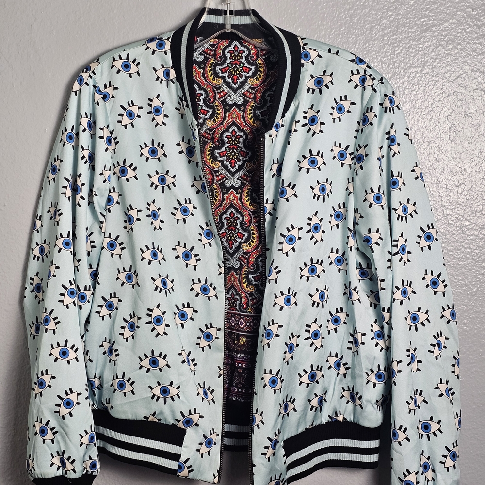 Alice + Olivia Multicolor Patterned Bomber Jacket - image 5